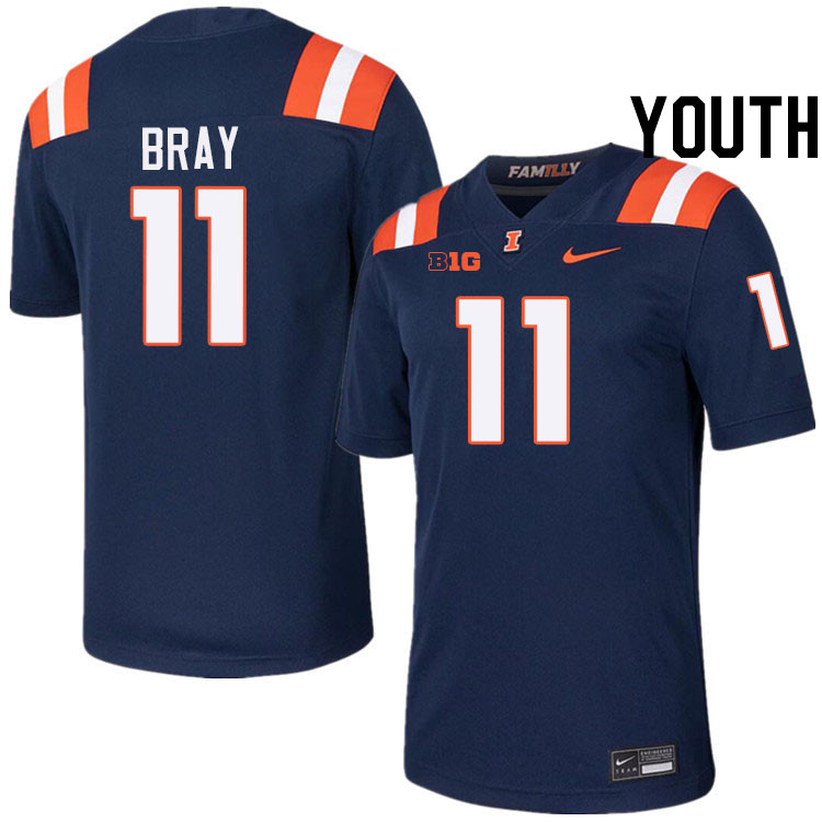 Youth #11 Alex Bray Illinois Fighting Illini College Football Jerseys Stitched-Navy